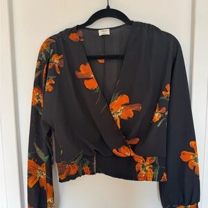 Wilfred Orange Floral Wrap Top